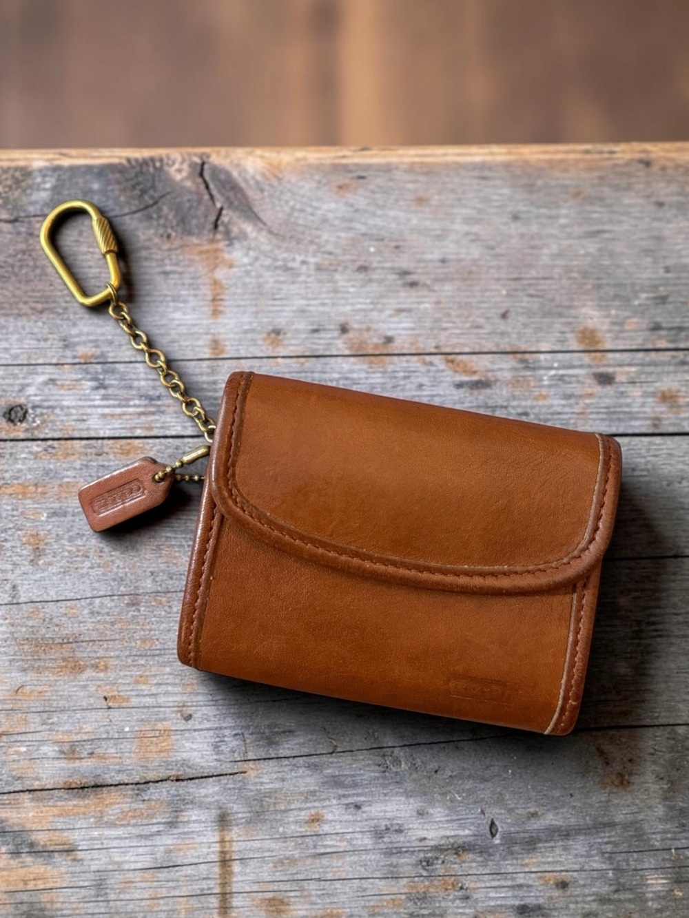 Vintage Coach British Tan Leather Multi-Function Wallet (Style 7219)